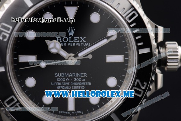 Rolex Submariner Clone Rolex 3135 Automatic Stainless Steel/Bracelet with Black Dial and Dot Markers - Click Image to Close